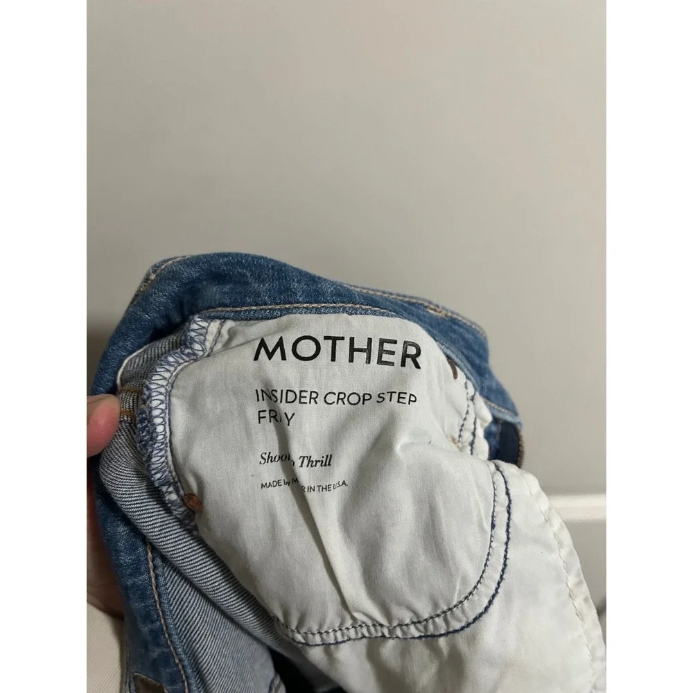 MOTHER Insider Crop Step‎ Fray Jeans Women Size 25 Light Distressed Cropped
